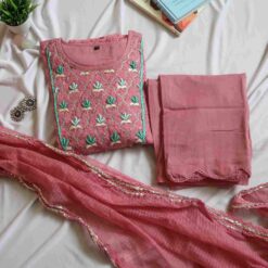 Onion Pink Handwork Romance Suit
